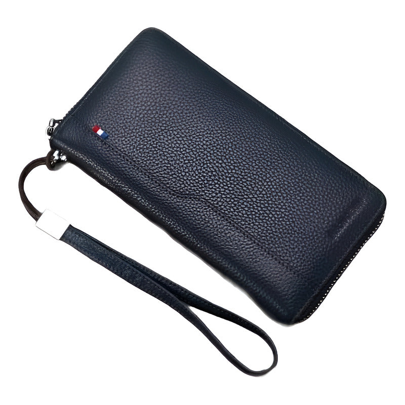 Chequera Gruesa Cuero Genuino Lujo Bison Denim Mod. Acordeon