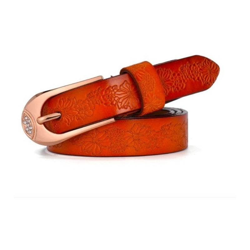 Cinturón Mujer Cuero Genuino Coolerfire Mod. Flower