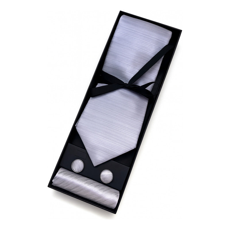 Set Corbata, Pañuelo Y Colleras Seda Lujo Luxher Mod Jasper