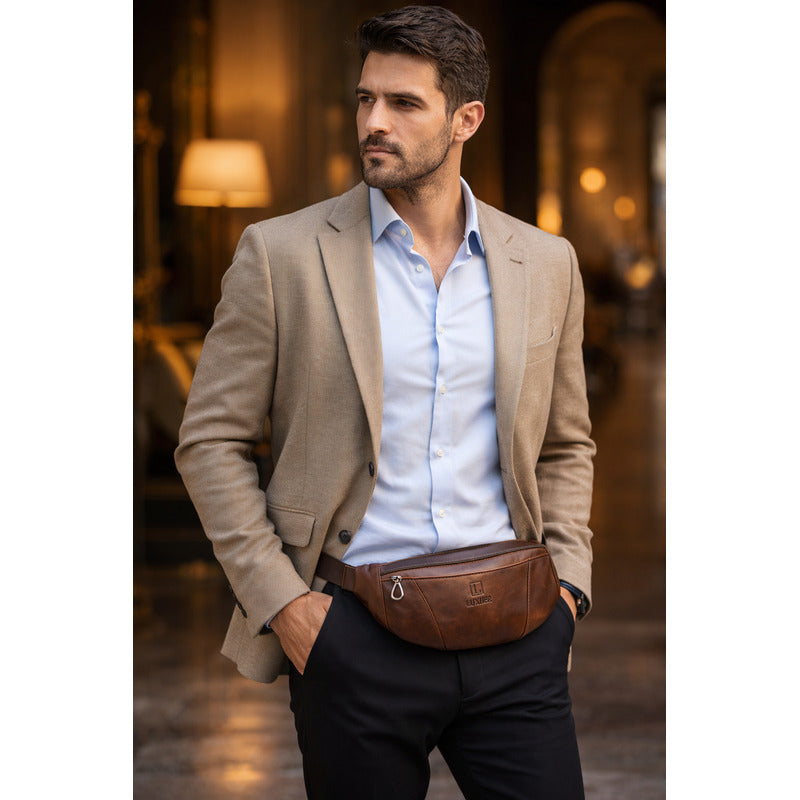 Banano Riñonera De Cuero Genuino Premium Luxher Mod. Cedro