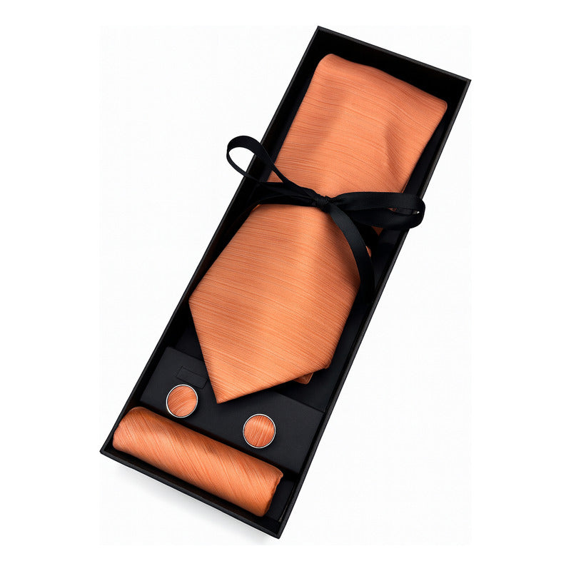 Set Corbata, Pañuelo Y Colleras Seda Lujo Luxher Mod Jasper