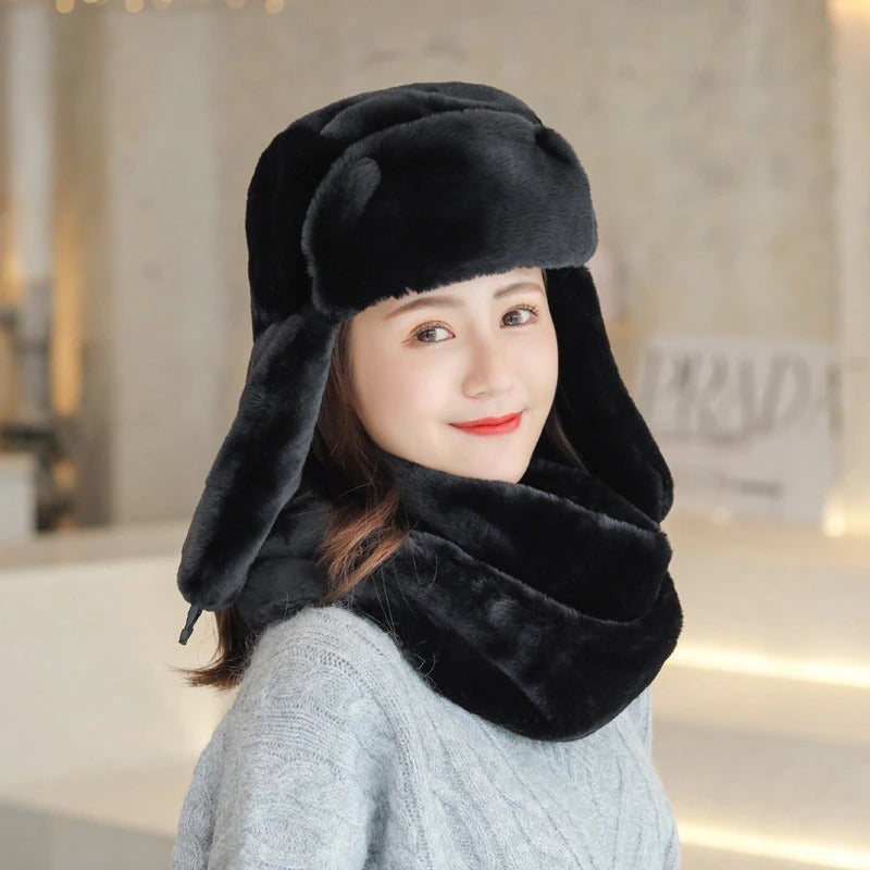 Set Gorro Más Bufanda Algodón De Mujer Cálido Invierno