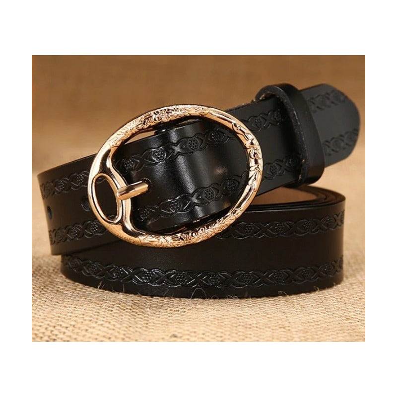 Cinturón Tradicional Mujer Cuero Genuino Lfmb Mod Óvalo