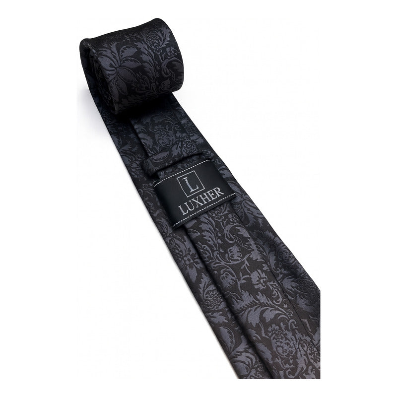 Set Corbata, Pañuelo Y Colleras Seda Lujo Luxher Mod Floral