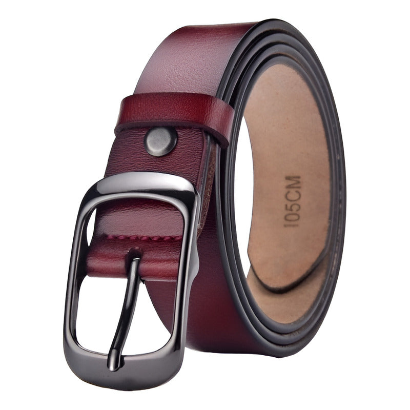 Cinturón Tradicional Mujer Cuero Genuino Lfmb Mod Liso