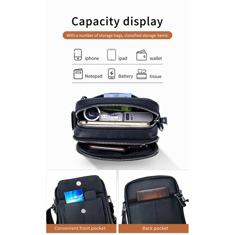 Bolso/bandolera Hombre Cuero Genuino Bull Captain Mod. Deev