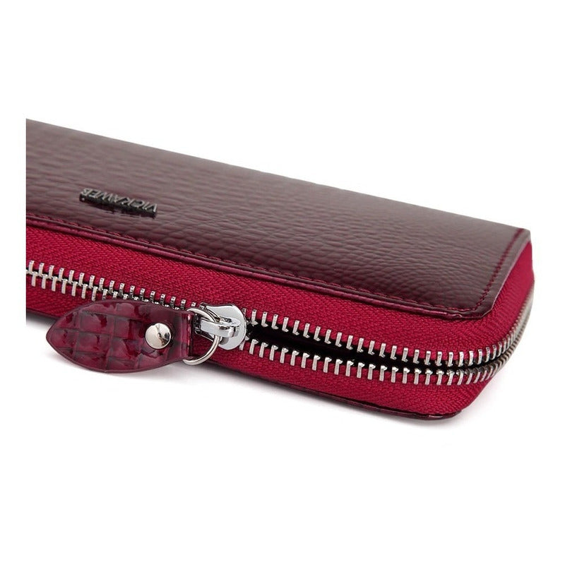 Billetera Larga Mujer Fiesta Cuero Genuino Mod. Green