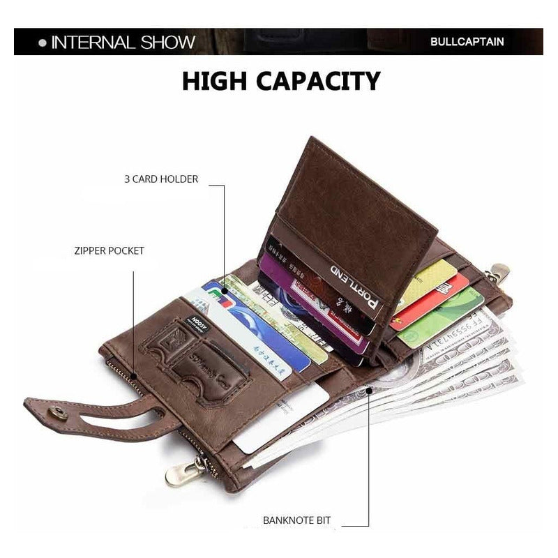 Billetera Hombre Cuero Genuino Lujo Bull Captain Mod Beast