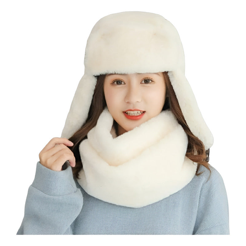 Set Gorro Más Bufanda Algodón De Mujer Cálido Invierno