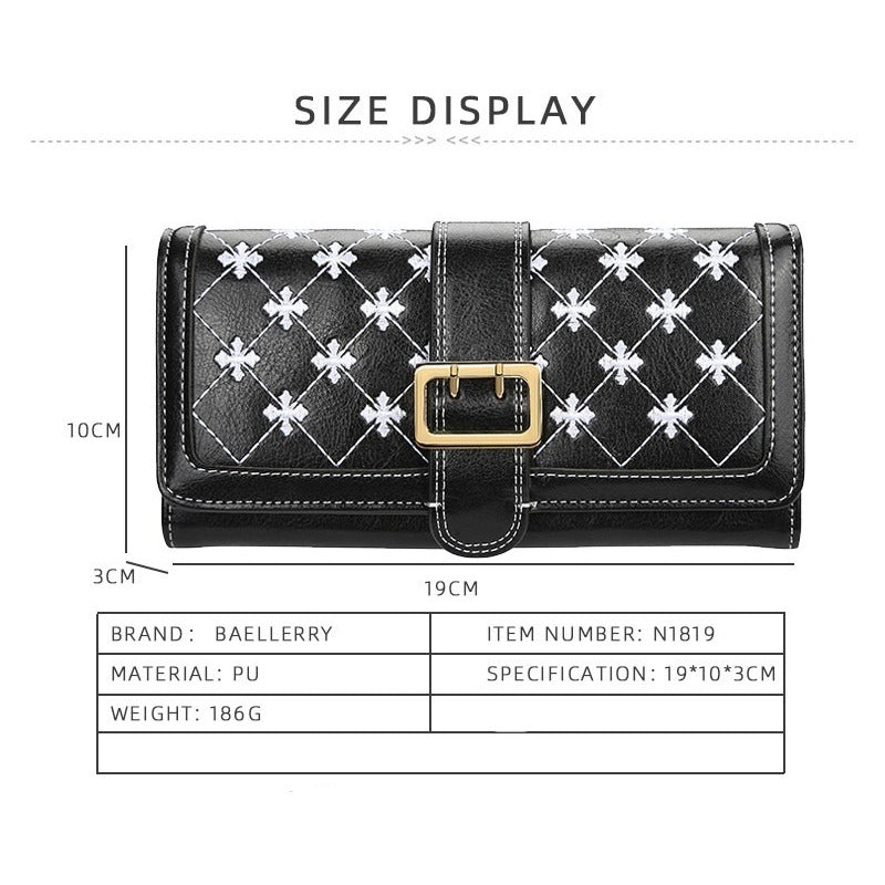 Billetera Larga Mujer Cuero Pu Baellerry Mod. Cruz