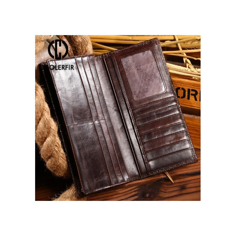 Chequera Delgada Texturizada De Cuero Genuino Mod. Kroc