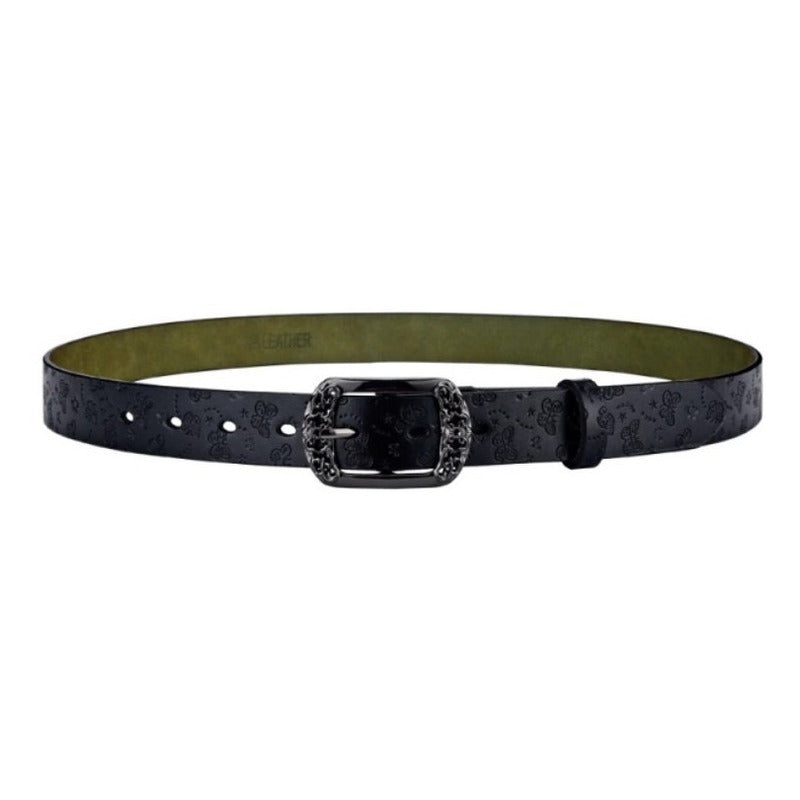 Cinturón Tradicional Mujer Cuero Genuino Lfmb Mod Mariposa