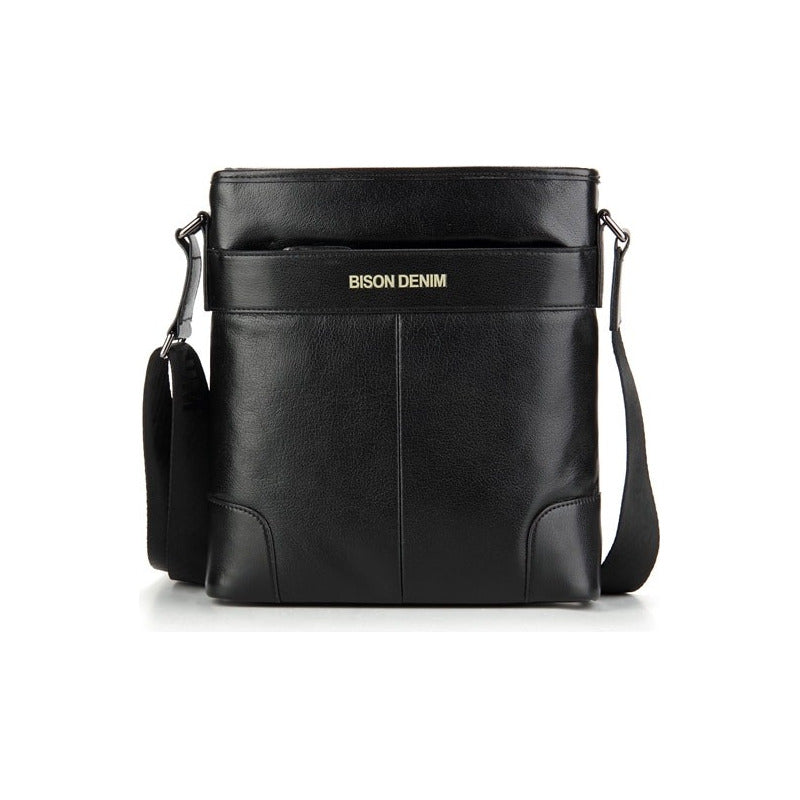 Bolso Bandolera Cuero Genuino Lujo Bison Denim Mod Corner