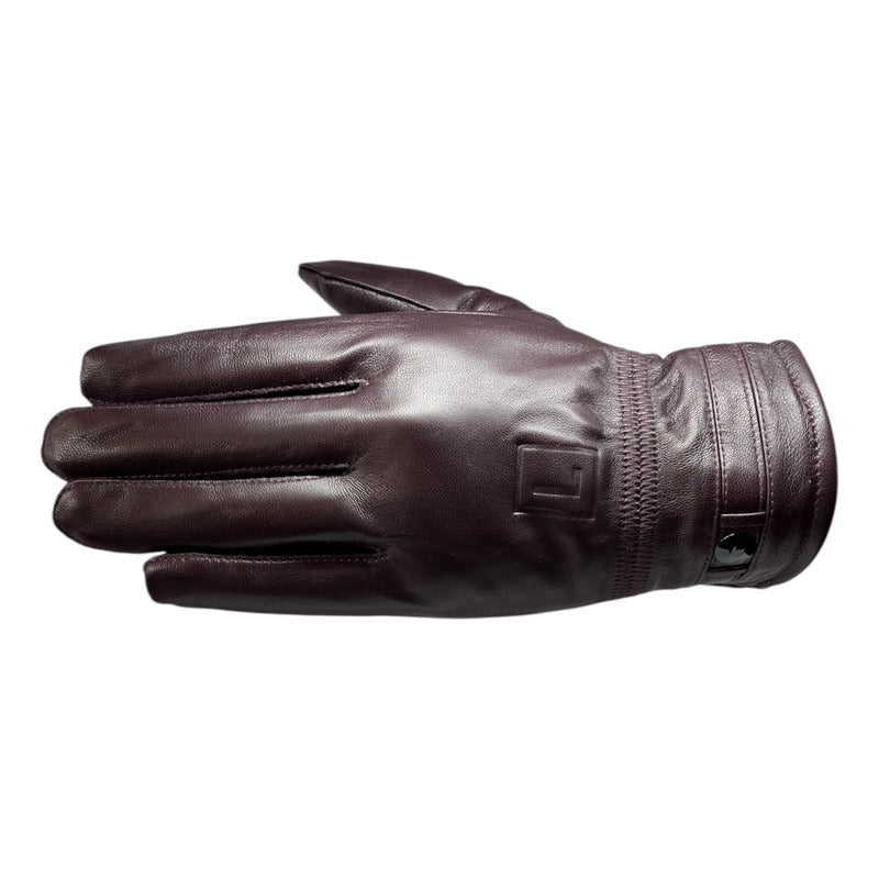Guantes Invierno Luxher De Hombre Cuero De Oveja Mod Granate