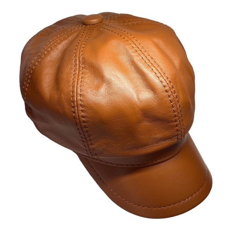 Boina Gorra Cuero De Oveja Mujer Lujo Luxher Mod. Tokio