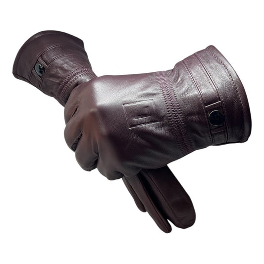 Guantes Invierno Luxher De Hombre Cuero De Oveja Mod Granate