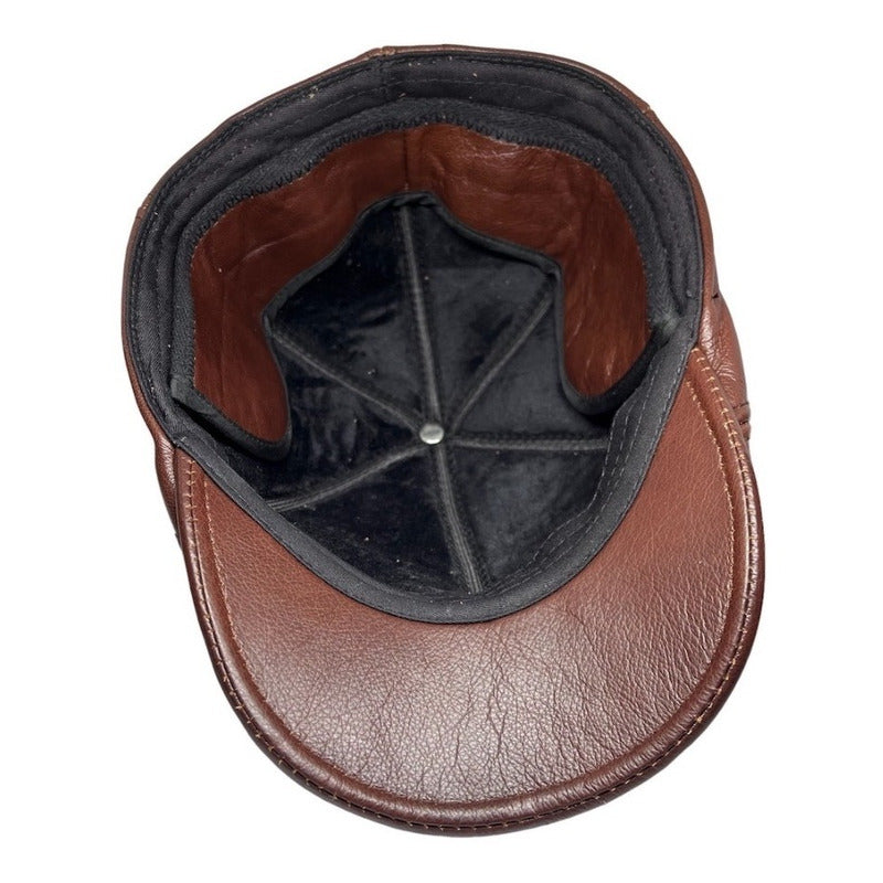 Boina De Cuero Genuino Gorro Lujo Luxher Mod. Paris