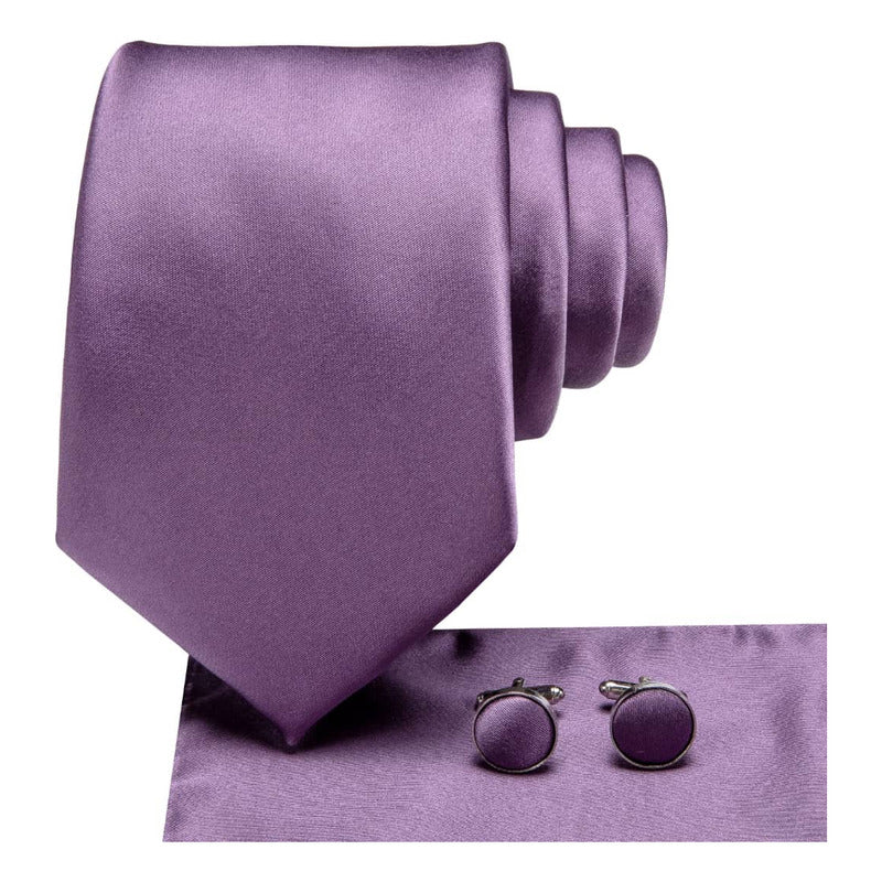 Set Corbata, Pañuelo Y Colleras Seda Lujo Hi-tie Mod Liso