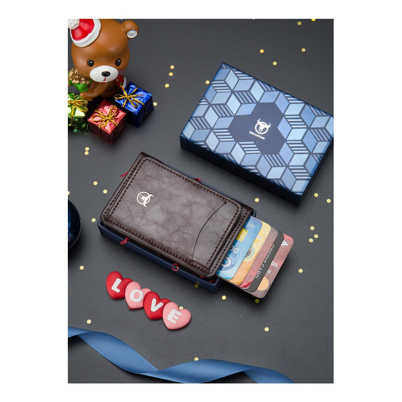 Tarjetero Billetera Cuero Bull Captain Protec Rfid Mod Bully Color Azul