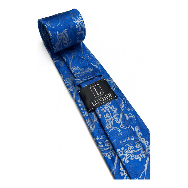 Set Corbata, Pañuelo Y Colleras Seda Lujo Luxher Mod Floral