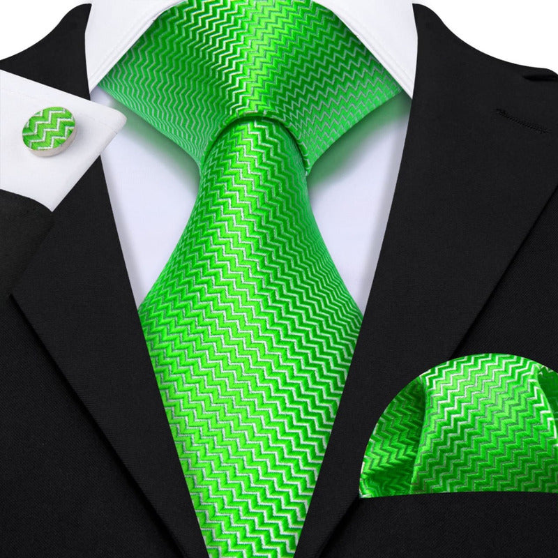 Set Corbata Pañuelo Y Colleras Seda Lujo Hi-tie Mod Jaspeado