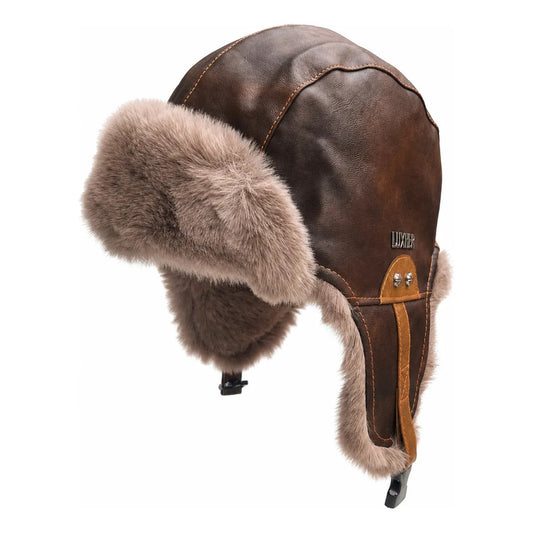 Gorro Ruso Luxher Eco Cuero Térmico Invierno Glacial Marrón Talla Unica (58-60 Cm) Lisa