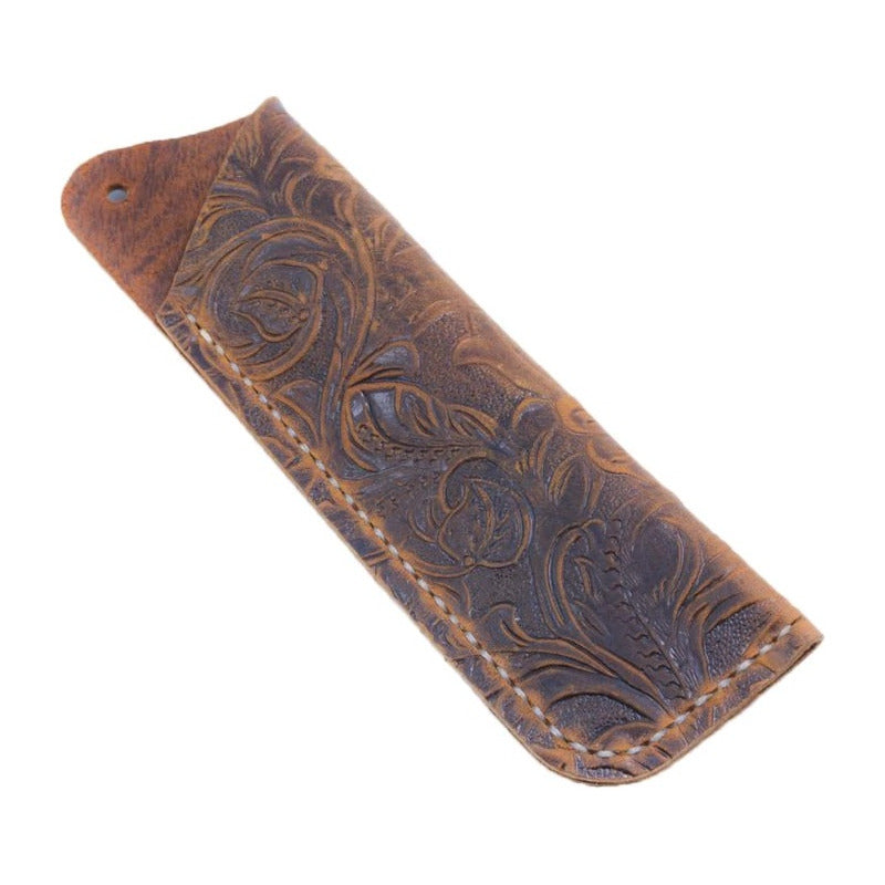 Porta Lápices Artesanal Con Diseño Cuero Genuino Mod. Folk