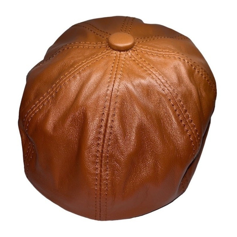 Boina Gorra Cuero De Oveja Mujer Lujo Luxher Mod. Tokio Color Marrón Talla 59-60cm (xxl)