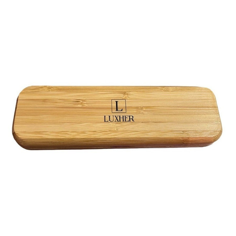 Set Lápiz Bolígrafo Punta Bola Estuche De Bambú Mod. Shield