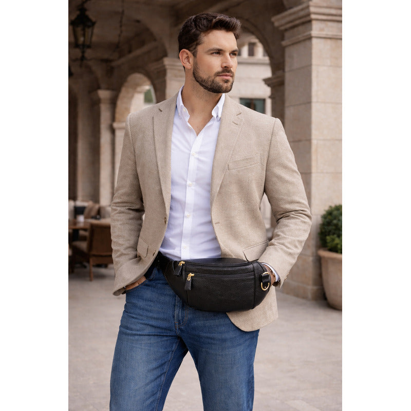 Banano Riñonera De Cuero Genuino Premium Luxher Mod. Roble