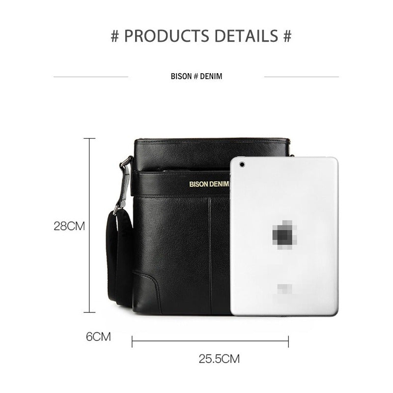 Bolso Bandolera Cuero Genuino Lujo Bison Denim Mod Corner