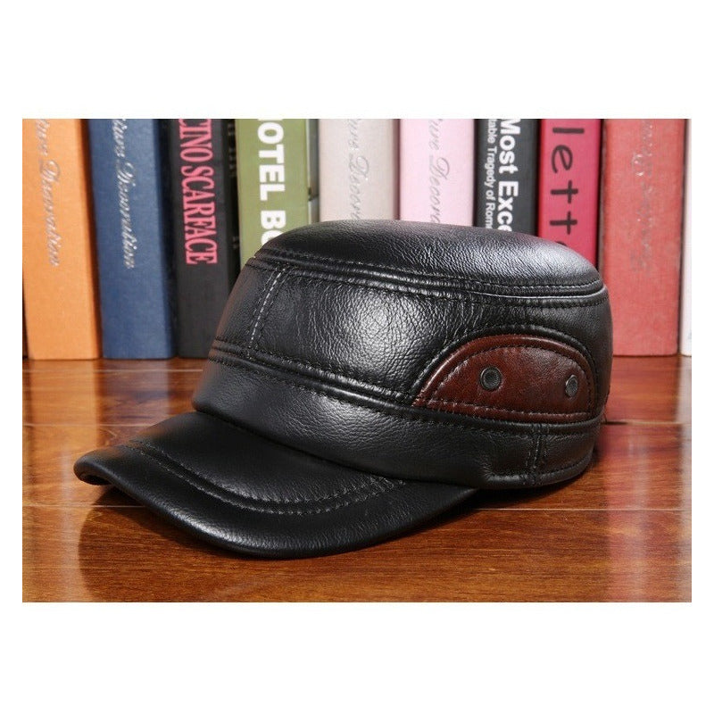 Gorro Jockey Cuero Genuino Lujo Estilo Militar Mod. Twol Color Negro Talla 55-60 Cm (ajustable)