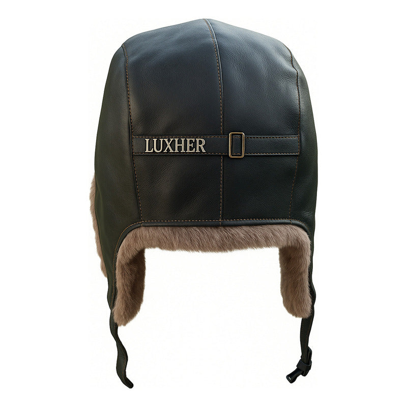 Gorro Ruso Luxher Invierno Eco Cuero Unisex Mod. Boreal Color Negro