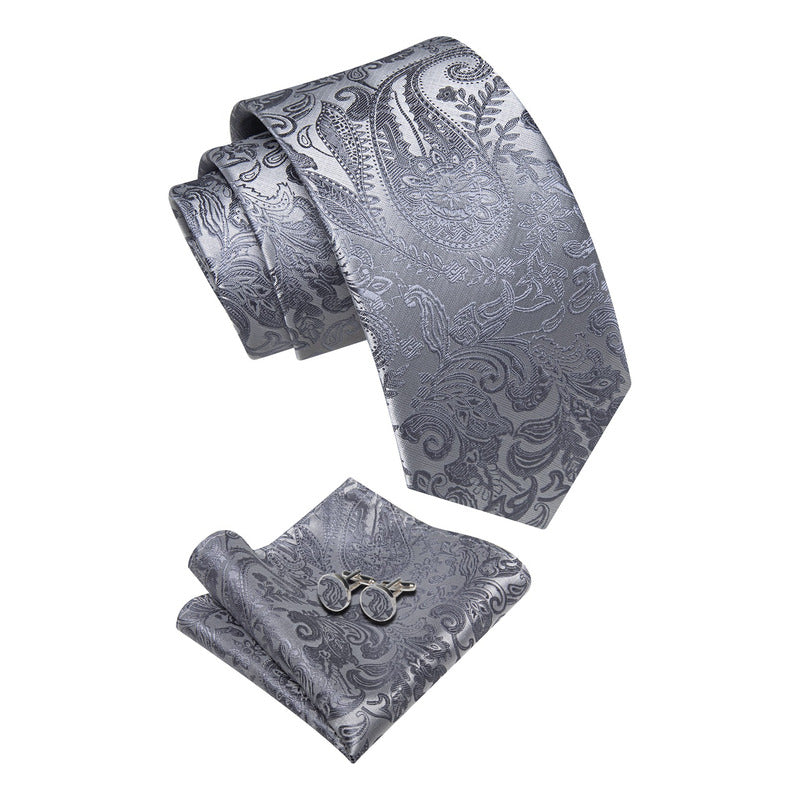 Set Corbata, Pañuelo Y Colleras Seda Lujo Luxher Mod Floral