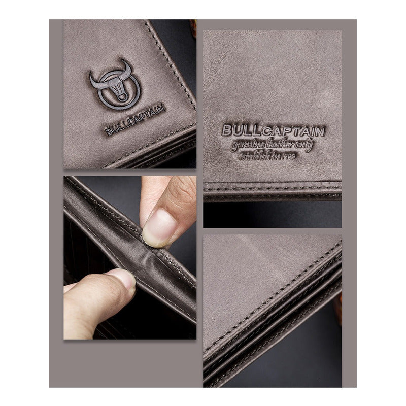 Billetera Cuero Genuino Bull Captain Protec Rfid Mod Spare