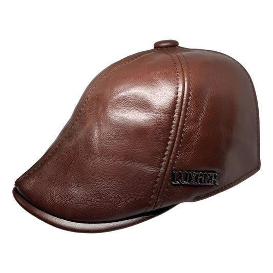 Boina De Cuero Genuino Gorro Lujo Luxher Mod. Paris