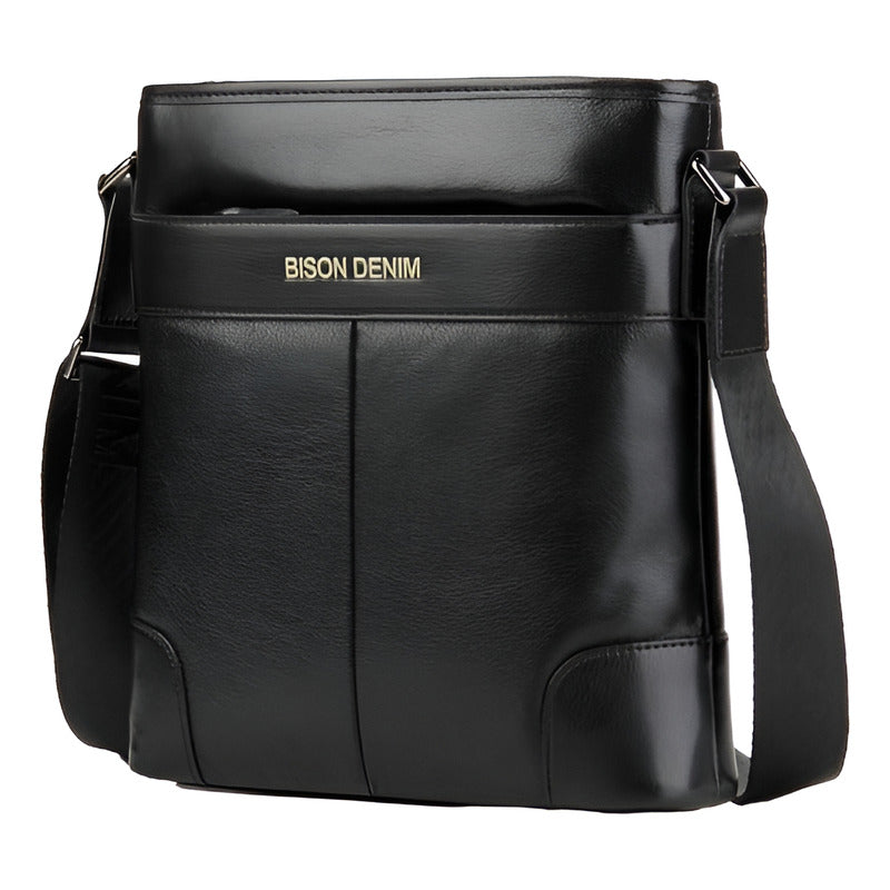 Bolso Bandolera Cuero Genuino Lujo Bison Denim Mod Corner