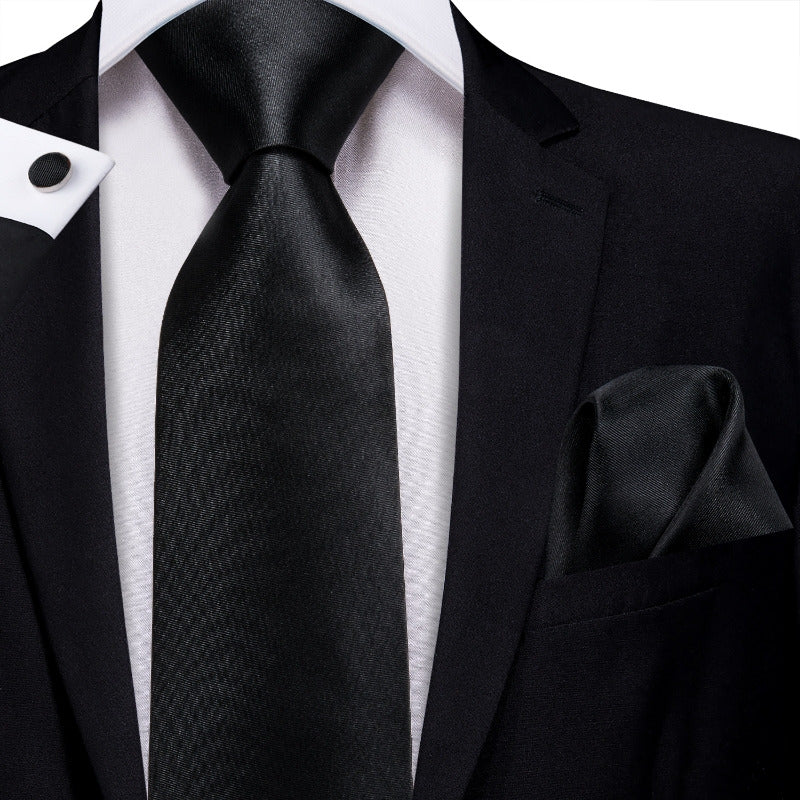 Set Corbata, Pañuelo Y Colleras Seda Luxher Mod Elegance