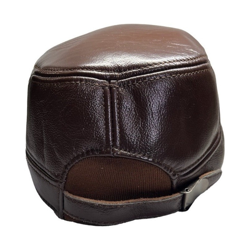 Gorro Jockey De Cuero Genuino Lujo Luxher Mod. Moscú
