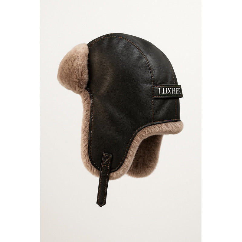 Gorro Ruso Luxher Invierno Eco Cuero Unisex Mod. Boreal Color Negro