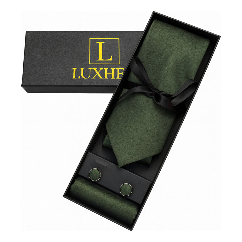 Set Corbata, Pañuelo Y Colleras Seda Luxher Mod Elegance