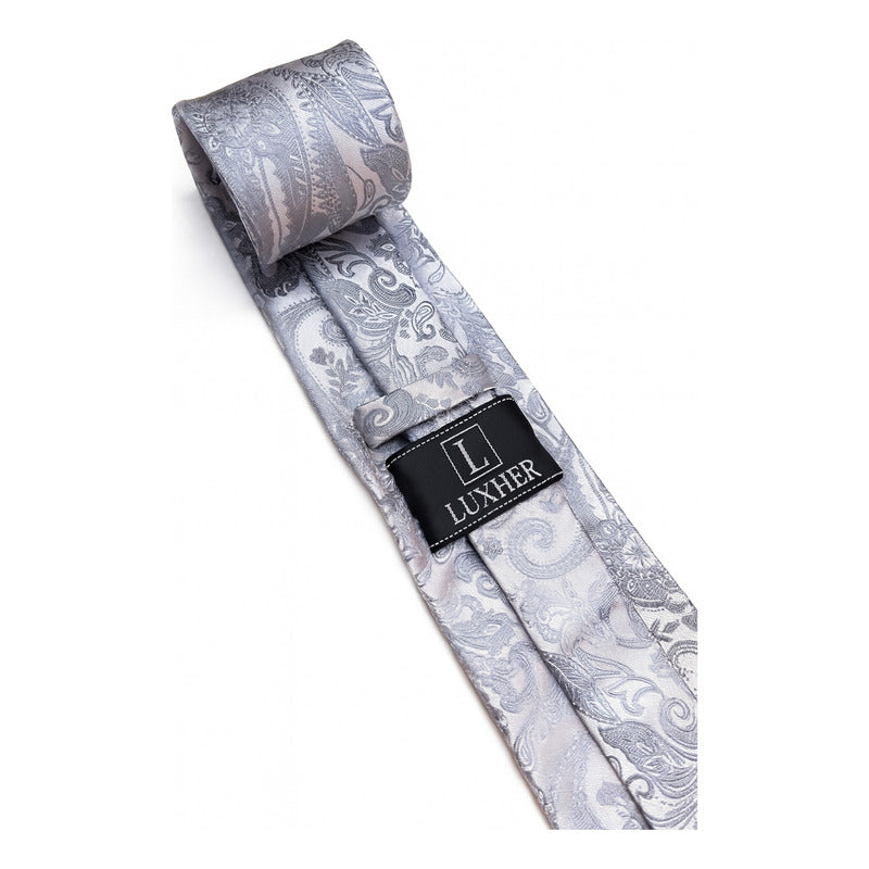 Set Corbata, Pañuelo Y Colleras Seda Lujo Luxher Mod Floral