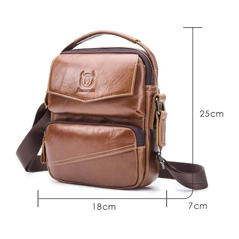 Bolso/bandolera Hombre Cuero Genuino Bull Captain Mod. Doble Color Dorado Oscuro