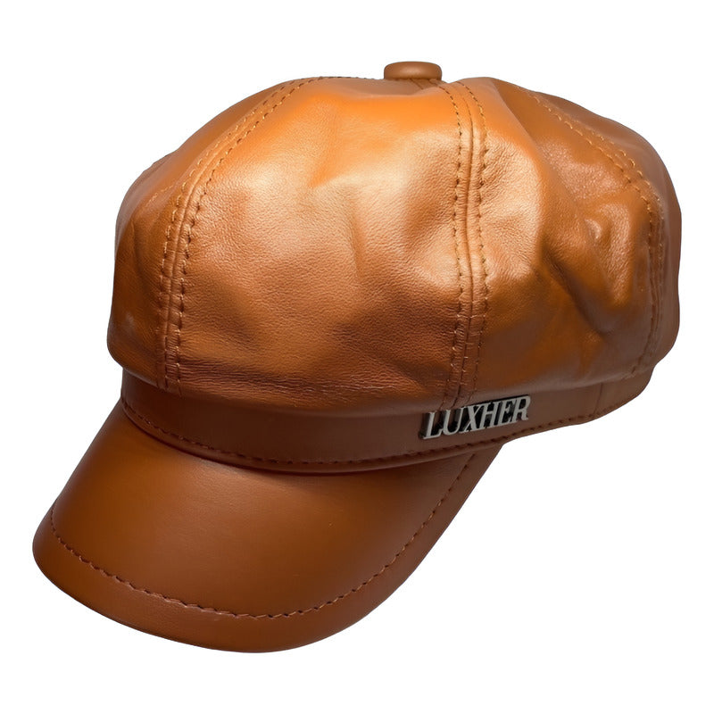Boina Gorra Cuero De Oveja Mujer Lujo Luxher Mod. Tokio