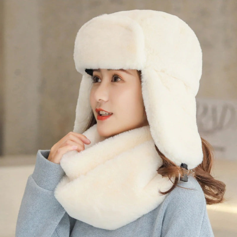 Set Gorro Más Bufanda Algodón De Mujer Cálido Invierno