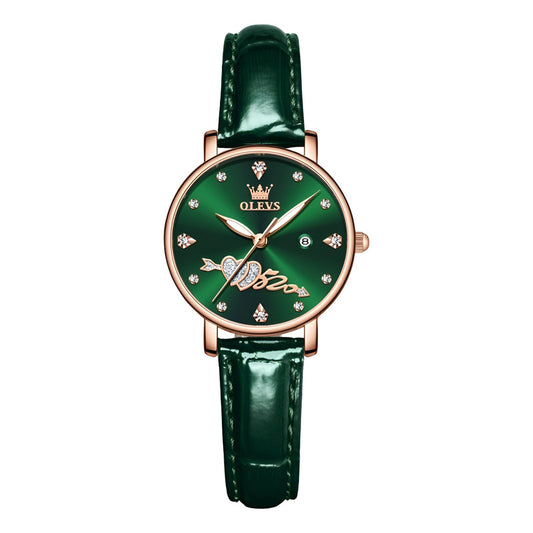 Reloj De Lujo Mujer Olevs Cuarzo Correa De Cuero Mod. Couple