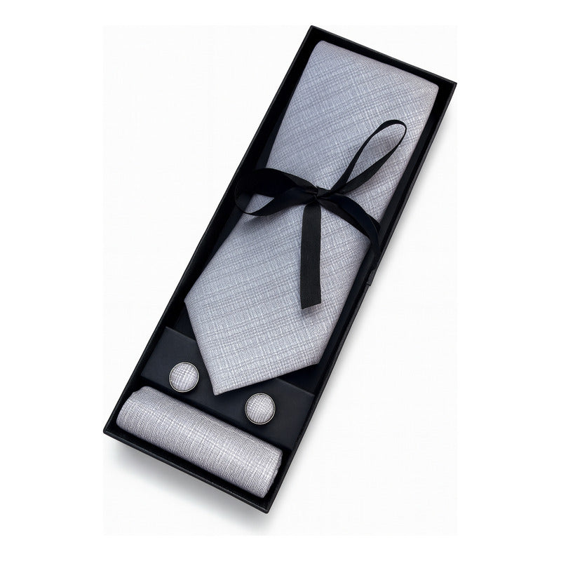 Set Corbata, Pañuelo Y Colleras Seda Luxher Mod Elegance