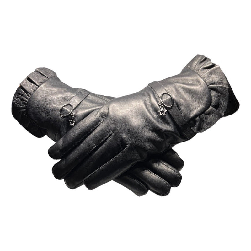 Guantes Invierno De Mujer Cuero Piel De Oveja Mod. Star
