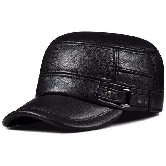 Gorro Jockey Cuero Genuino Calidad Lujo Orejeras Mod. Back
