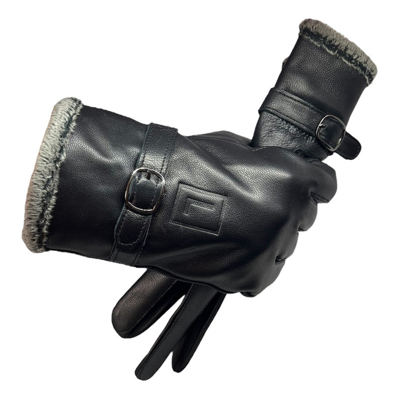 Guantes Invierno Luxher Mujer Cuero Piel De Oveja Mod Ebano